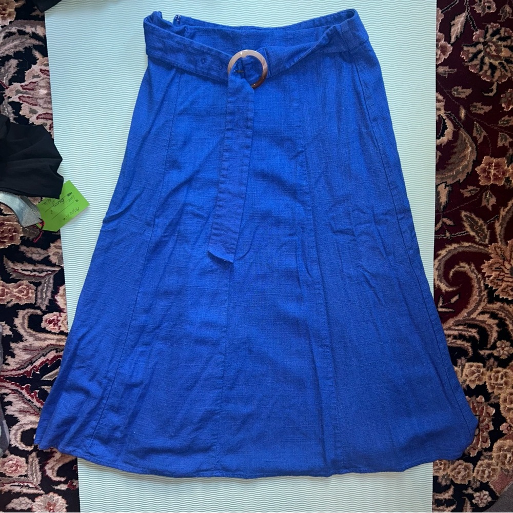 Royal Blue Belted A-Line Skirt (60s/70s style)